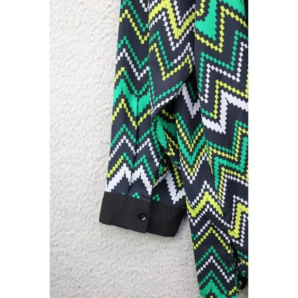 Catherine's Long Sleeve Button Up Silky Top-Size 3X (26/28W)-Geometric Pattern - Picture 7 of 8